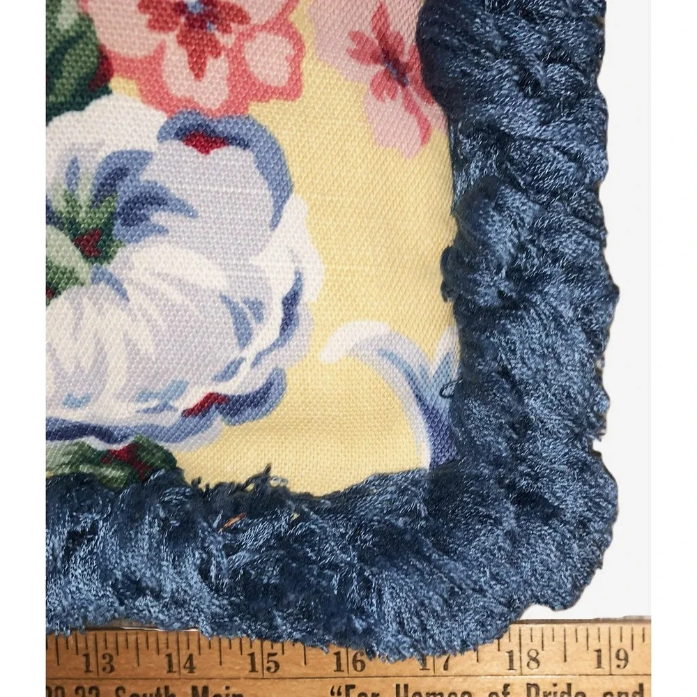 2 Vtg Waverly Design Floral Upholstery Wt Cotton Pillows Thick Looped Fringe 19